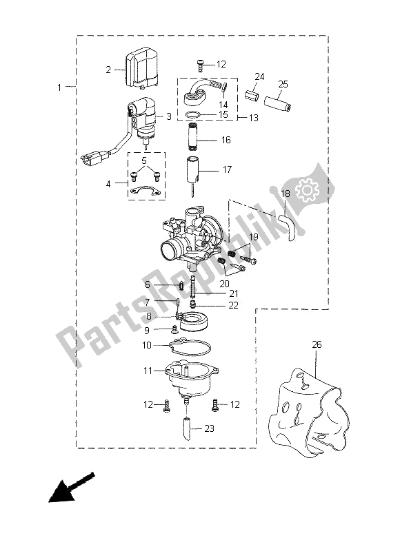 All parts for the Carburetor of the Yamaha CW 50L 2013