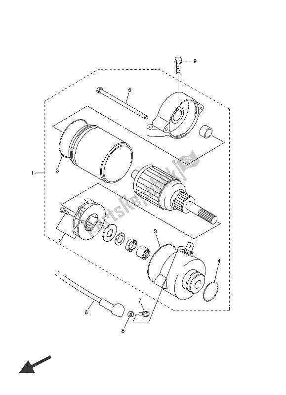 All parts for the Starting Motor of the Yamaha FJR 1300A 2016