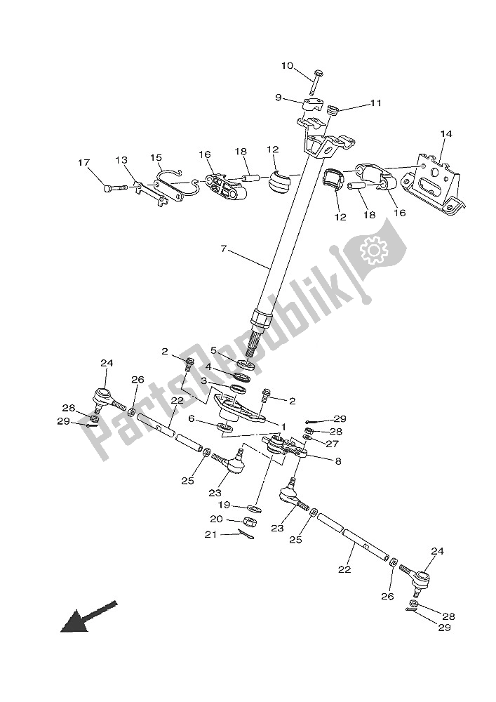 All parts for the Steering of the Yamaha YFM 450 FWA Grizzly 4X4 2016