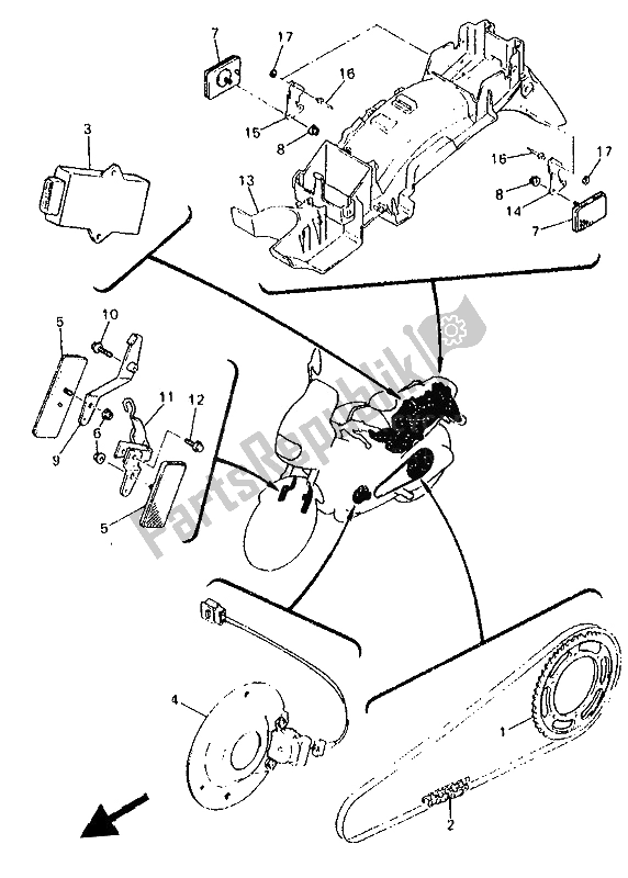 All parts for the Alternate (chassis) (for Ch & At) of the Yamaha XJ 600S Diversion 1994