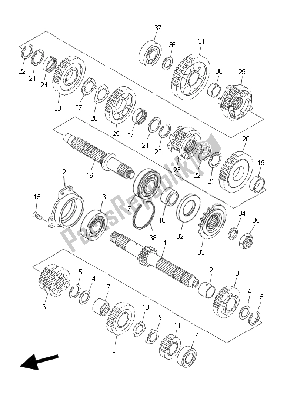 All parts for the Transmission of the Yamaha FZ6 Sahg 600 2008