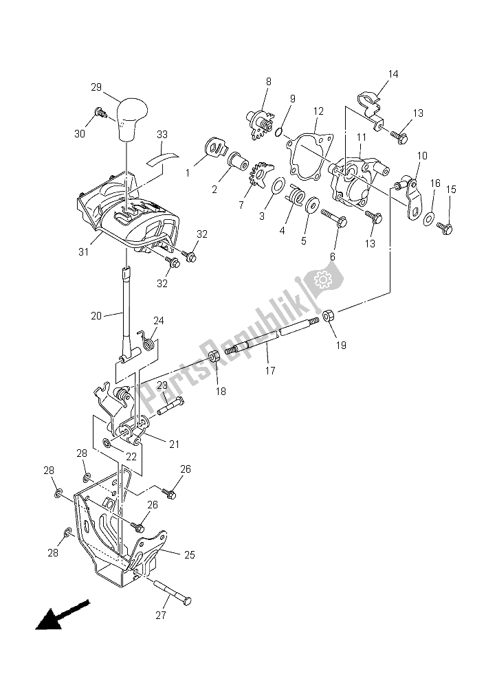 All parts for the Shift Shaft of the Yamaha YFM 450 Fwad IRS Grizzly 4X4 2015