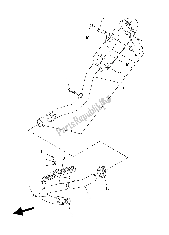 All parts for the Exhaust of the Yamaha YZ 250F 2006
