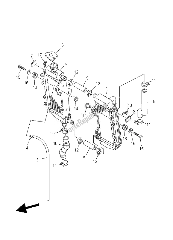 Alle onderdelen voor de Radiator Slang van de Yamaha YZ 250 2007