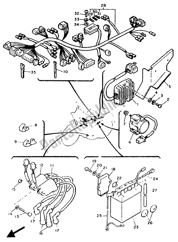 All parts for the Electrical 1 of the Yamaha XJ 600 1989