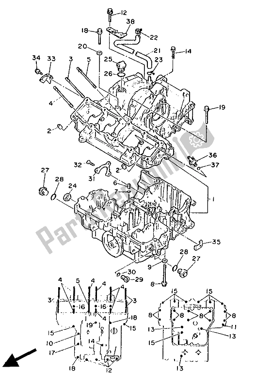 Toutes les pièces pour le Carter du Yamaha FZ 750R 1988