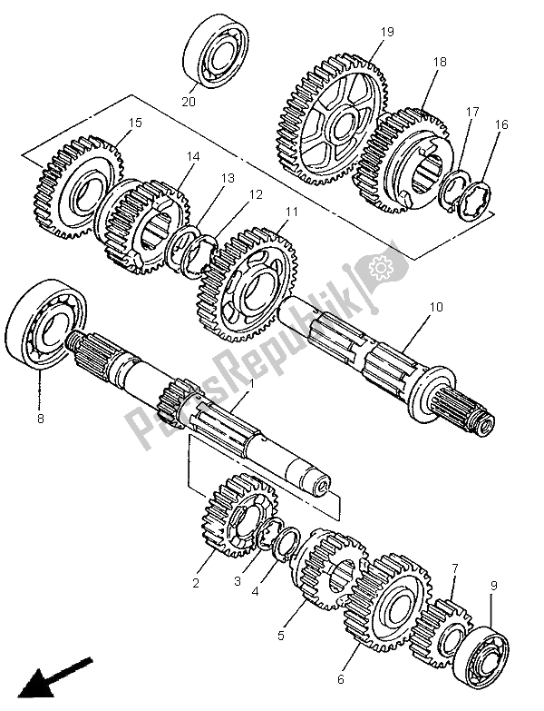 All parts for the Transmission of the Yamaha XV 535 Virago 1998