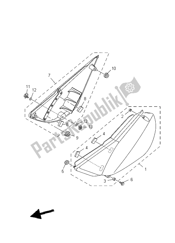 Todas as partes de Tampa Lateral do Yamaha TT R 125 SW LW 2009