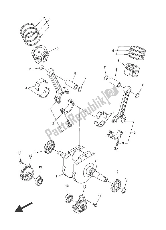 All parts for the Crankshaft & Piston of the Yamaha XVS 1300A 2016