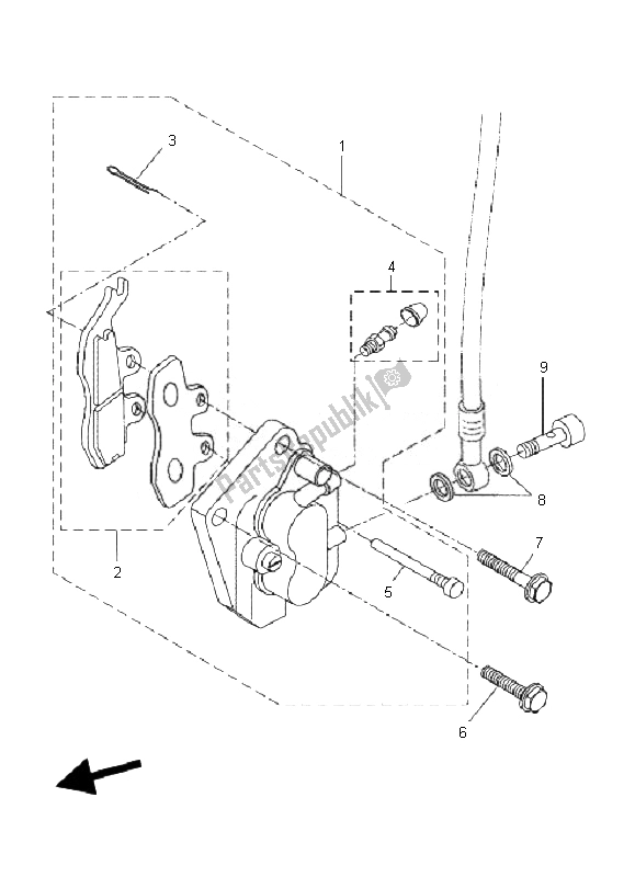 All parts for the Front Brake Caliper (model - Rsm) of the Yamaha DT 50R SM 2010
