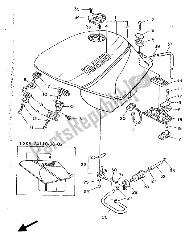 Todas las partes para Depósito De Combustible de Yamaha FZ 750 Genesis 1990