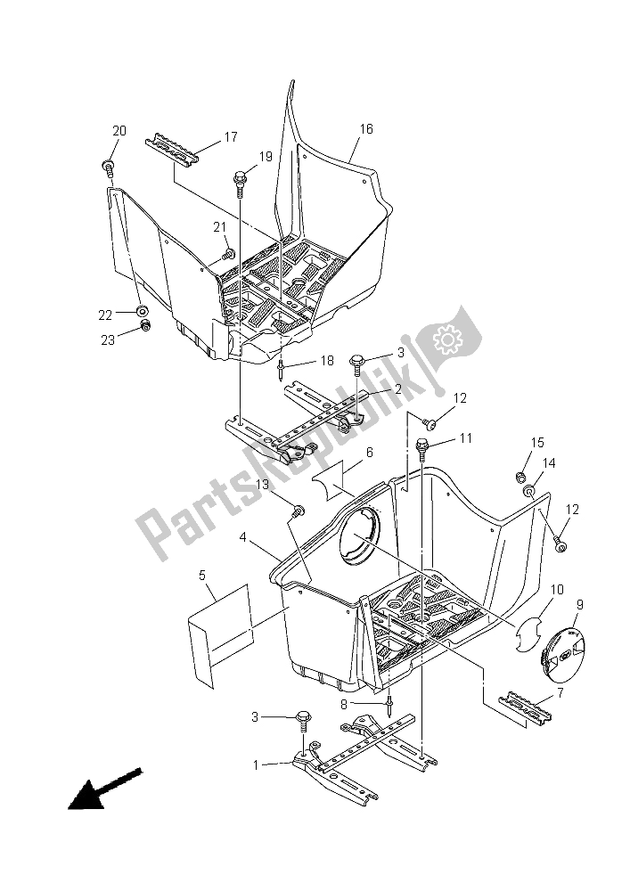 All parts for the Stand & Footrest of the Yamaha YFM 550 Fwad Yamaha Black 2015