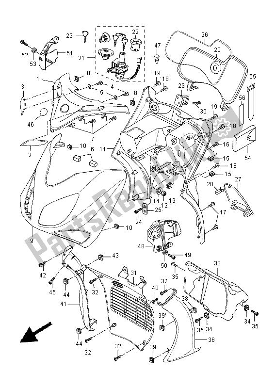 Alle onderdelen voor de Beenschild van de Yamaha VP 250 2015