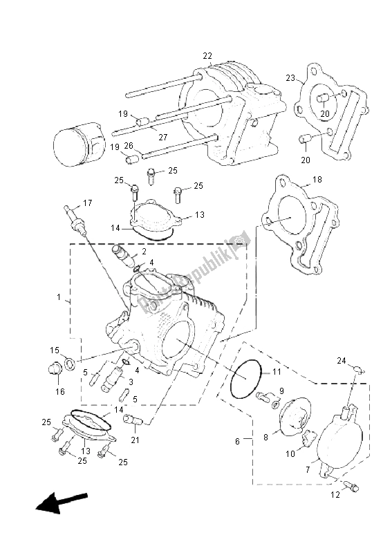 Tutte le parti per il Testata del Yamaha NXC 125E Cygnus X 2011