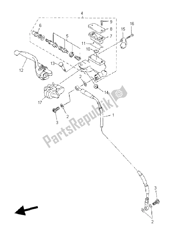 Todas las partes para Cilindro Maestro Delantero de Yamaha WR 250F 2008