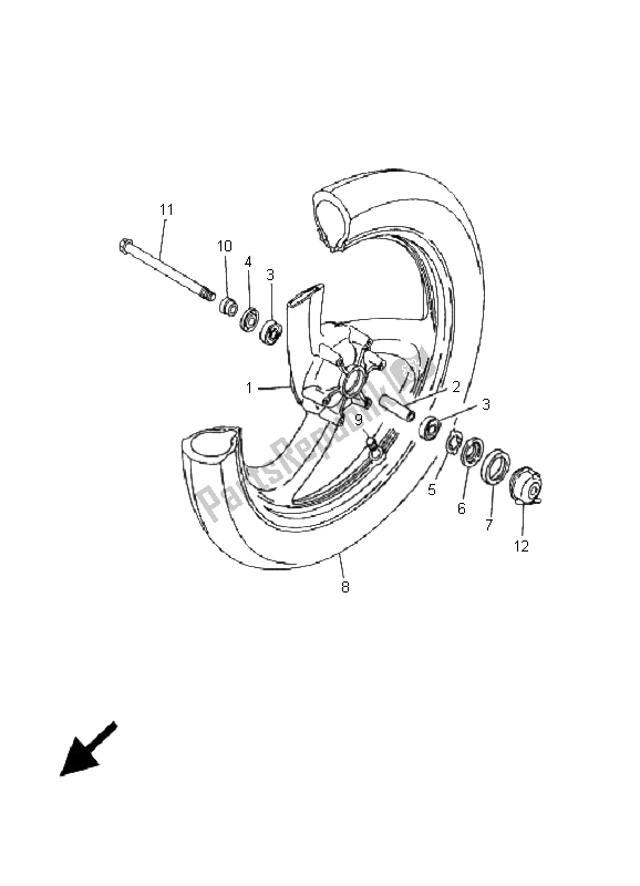 Toutes les pièces pour le Roue Avant du Yamaha TDR 125 2001