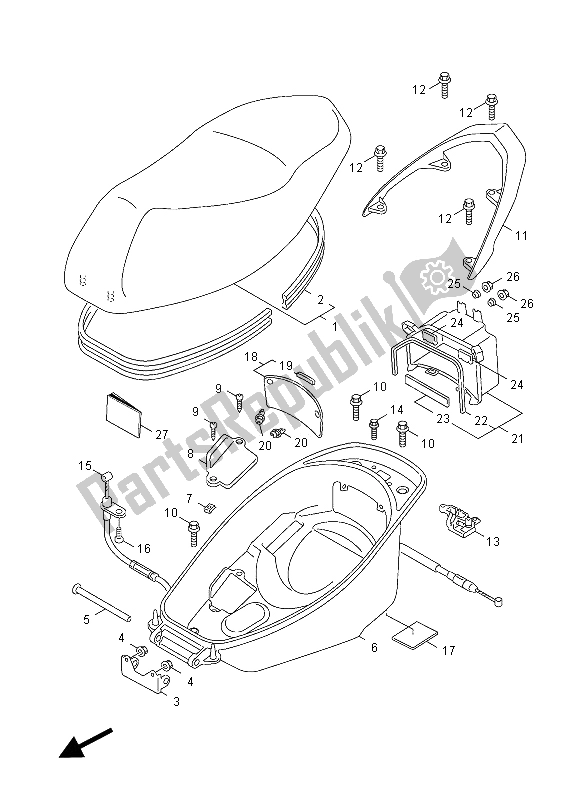 All parts for the Seat of the Yamaha NXC 125 EA 2012