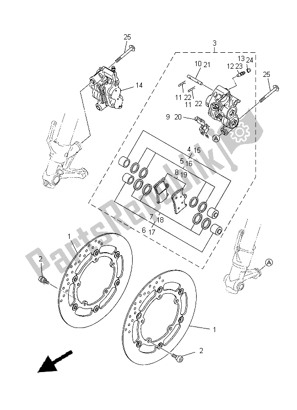 Wszystkie części do Zacisk Hamulca Przedniego Yamaha MT 09 900 2014