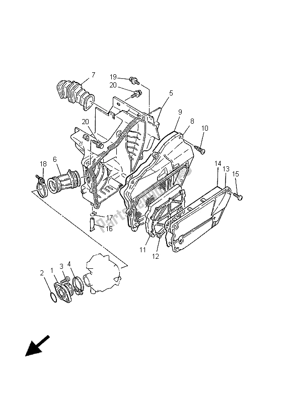 All parts for the Intake of the Yamaha TW 125 2001