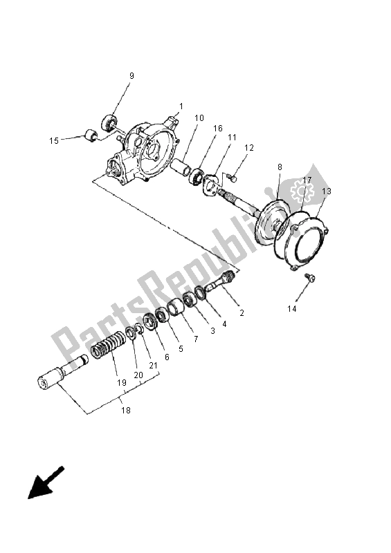 All parts for the Drive Shaft of the Yamaha PW 50 2001