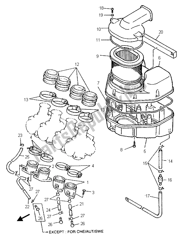 Toutes les pièces pour le Admission du Yamaha FZR 600R 1995