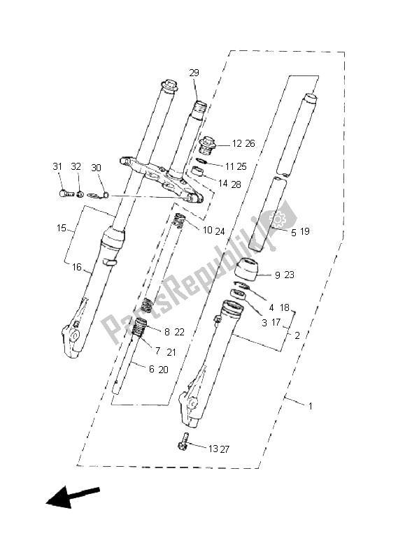 All parts for the Front Fork of the Yamaha PW 80 2008