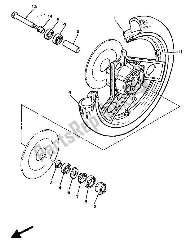 Toutes les pièces pour le Roue Avant du Yamaha XJ 600 1986