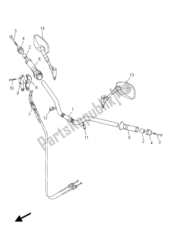 All parts for the Steering Handle & Cable of the Yamaha VMX 17 1700 2015