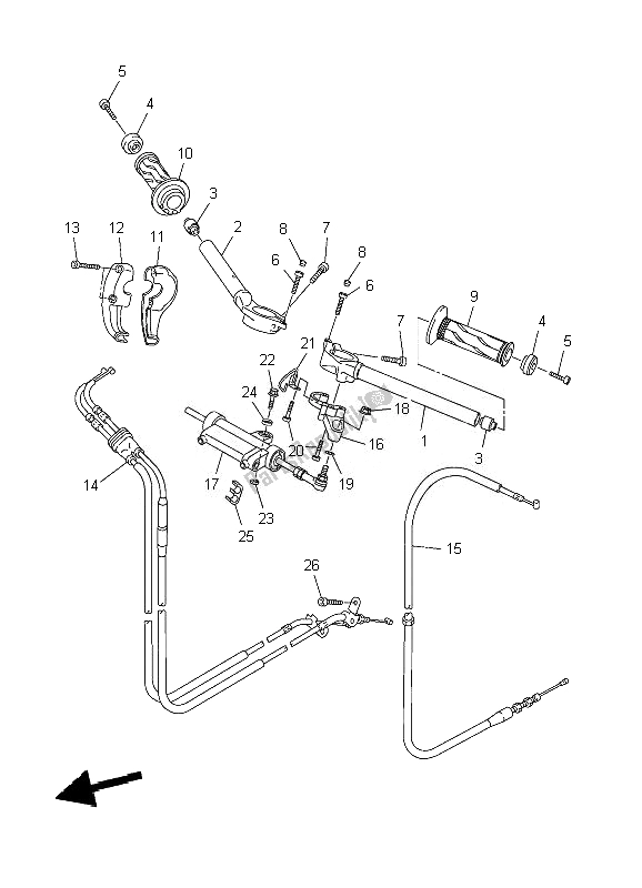 All parts for the Steering Handle & Cable of the Yamaha YZF R1 1000 2007