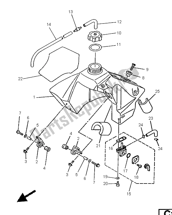 Tutte le parti per il Serbatoio Di Carburante del Yamaha YZ 80 LC 1996