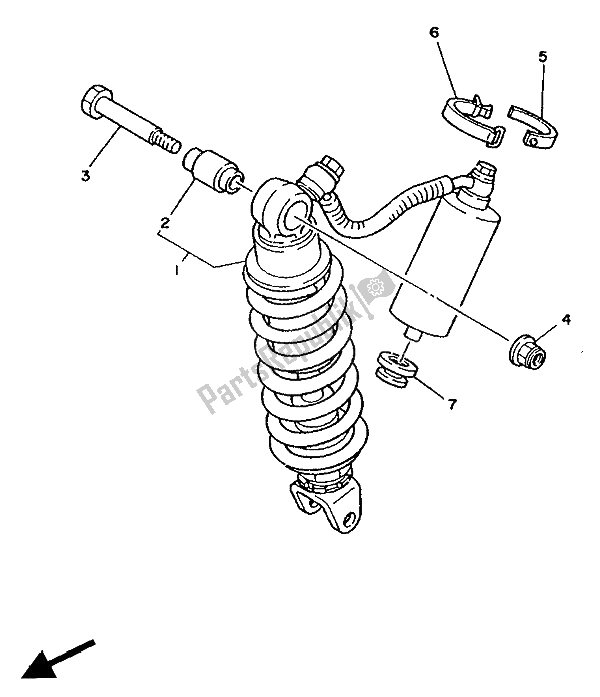 All parts for the Rear Suspension of the Yamaha TDR 250 1988