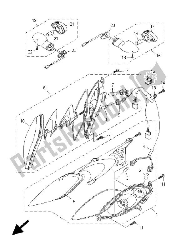 All parts for the Flasher Light of the Yamaha T 135 FI Crypton X 2009