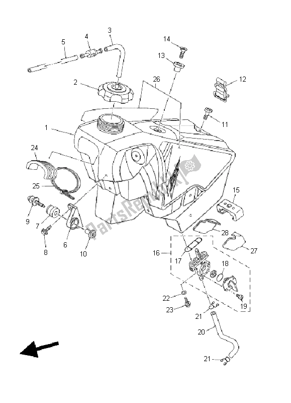 Todas as partes de Tanque De Combustível do Yamaha YZ 125 2011