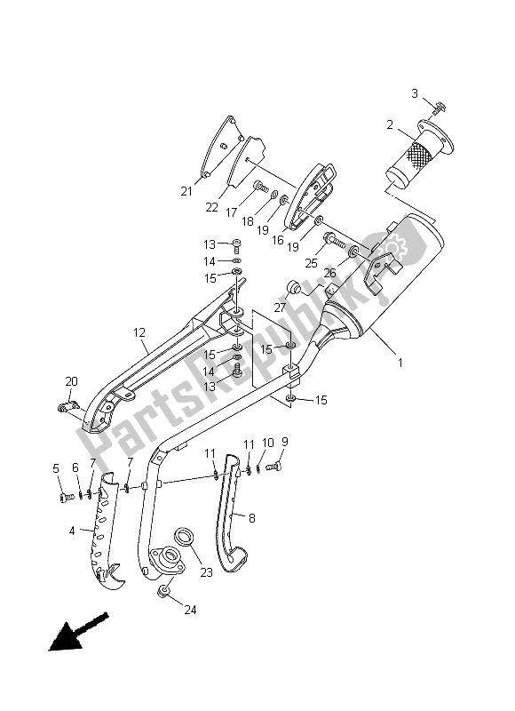 Tutte le parti per il Scarico del Yamaha TT R 50E 2015