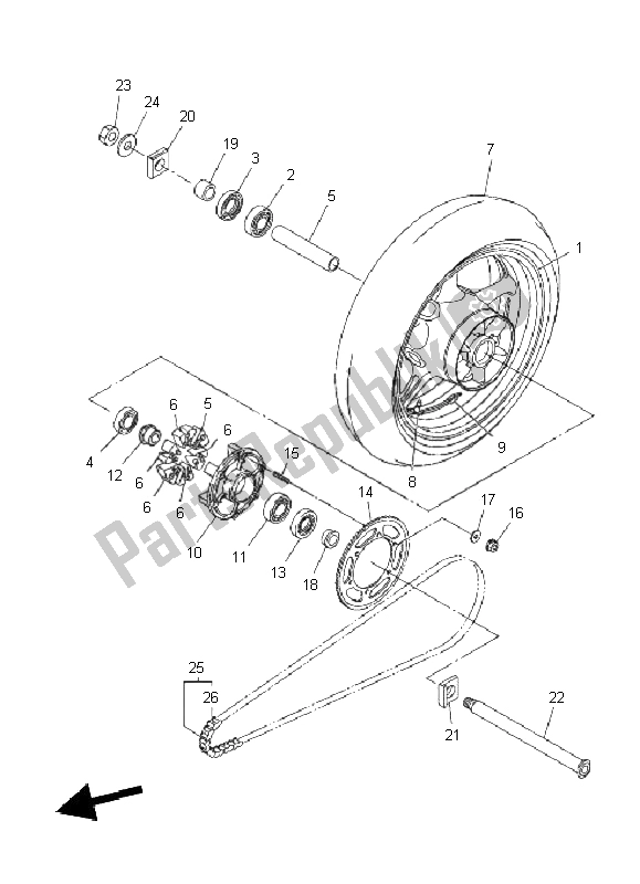 Tutte le parti per il Ruota Posteriore del Yamaha FZ8 N 800 2011