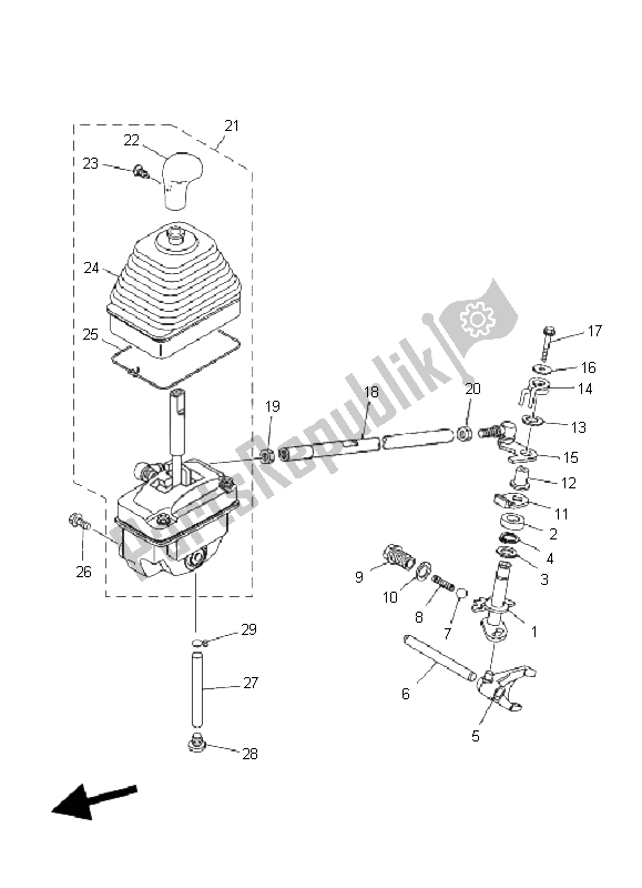 All parts for the Shift Shaft of the Yamaha YFM 350 FA Bruin 4X4 2005