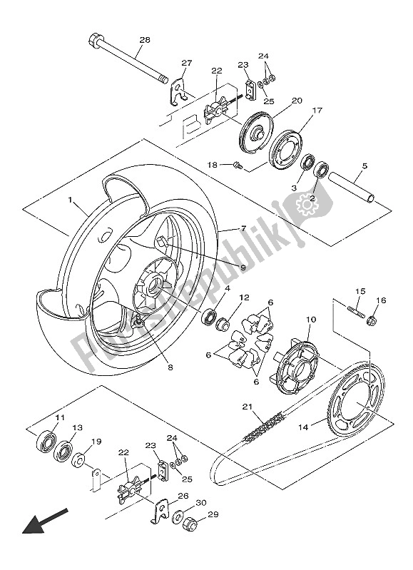 Todas as partes de Roda Traseira do Yamaha AJS6 SAP 2016