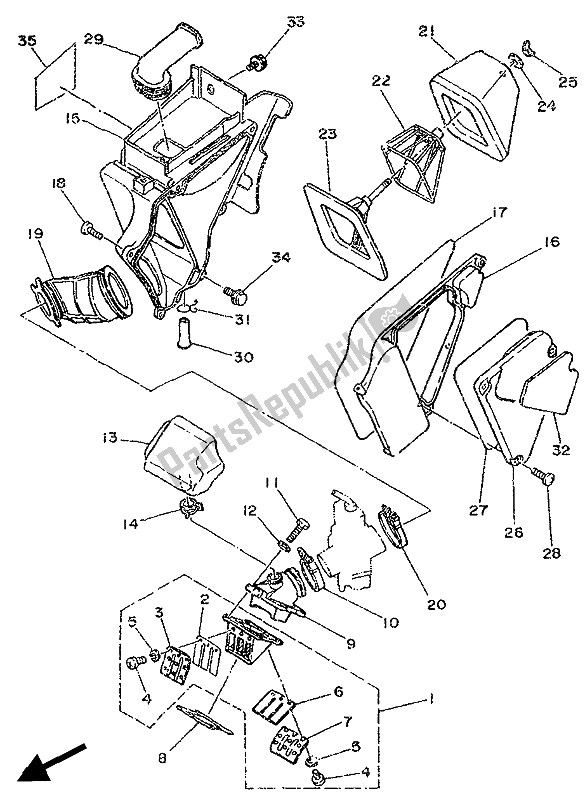 All parts for the Intake of the Yamaha DT 125R 1994