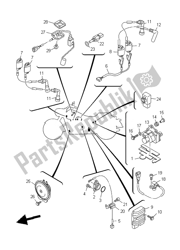 All parts for the Electrical 1 of the Yamaha XV 1900A Midnight Star 2007