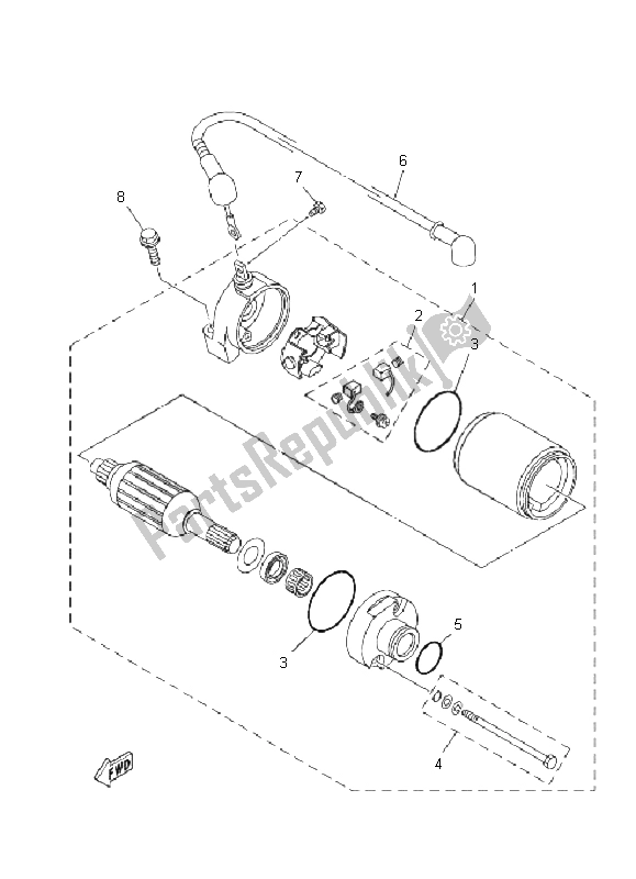 All parts for the Starting Motor of the Yamaha YFM 250R 2011