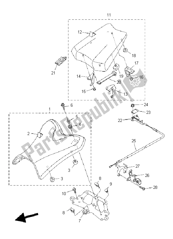 All parts for the Seat of the Yamaha FZ8 S Fazer 800 2011