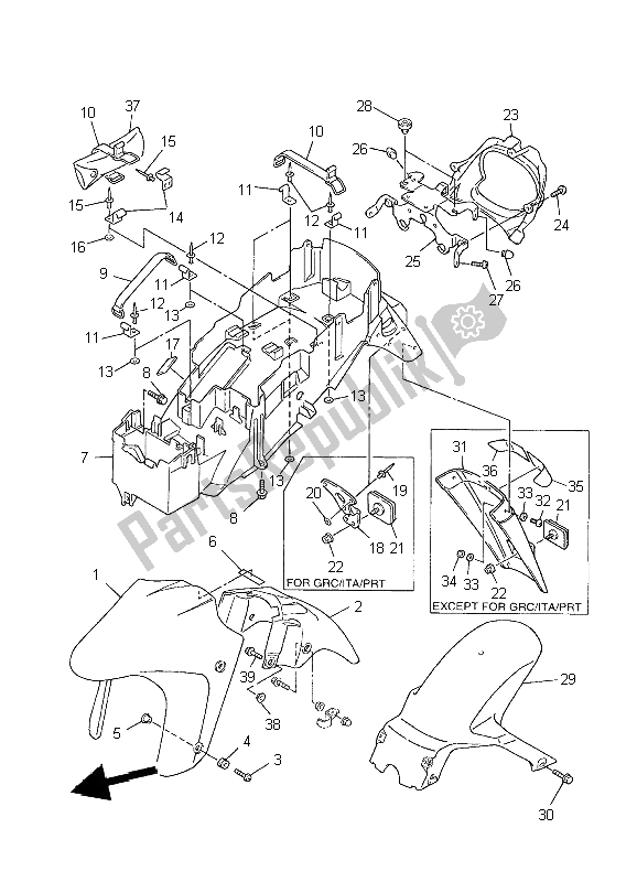 Toutes les pièces pour le Aile du Yamaha YZF 600R Thundercat 2002