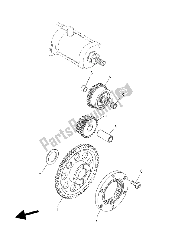 Alle onderdelen voor de Starterkoppeling van de Yamaha YFM 550F Grizzly EPS Yamaha Black 2011