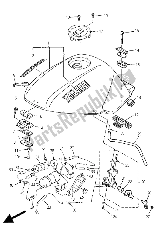 Wszystkie części do Zbiornik Paliwa Yamaha XJ 600N 1998