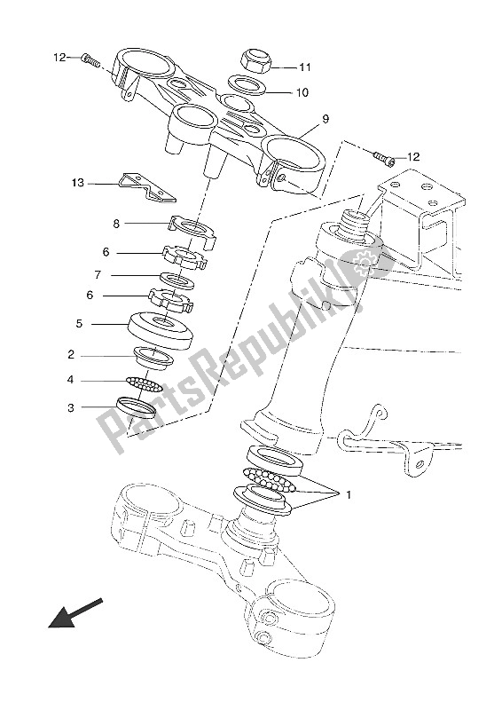 Tutte le parti per il Timone del Yamaha MT 125A 2016