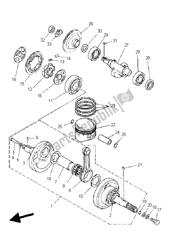 All parts for the Crankshaft & Piston of the Yamaha YFM 350R 2008