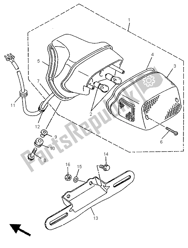 All parts for the Taillight of the Yamaha XV 535 S Virago 1995