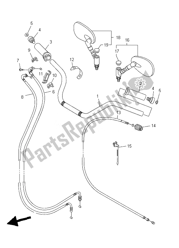 All parts for the Steering Handle & Cable of the Yamaha XVS 1300A 2007