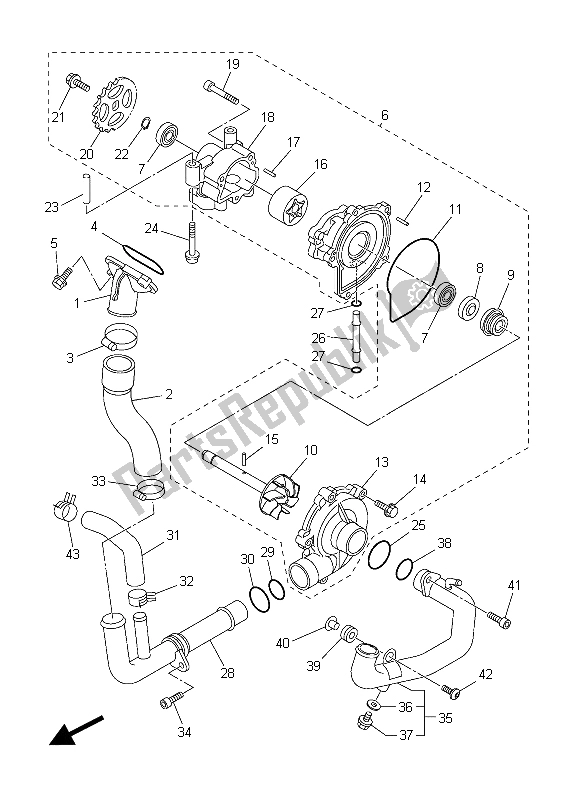 Tutte le parti per il Pompa Dell'acqua del Yamaha FZ8 S 800 2015