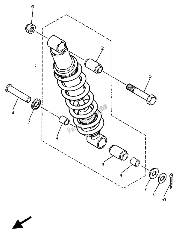 All parts for the Rear Suspension of the Yamaha XT 600K 1993